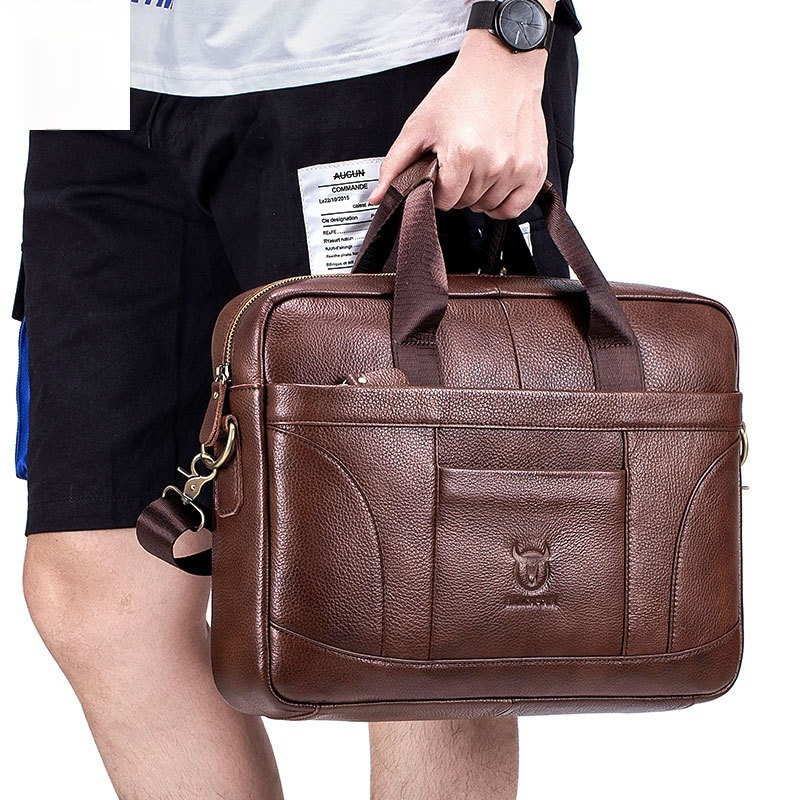 Full-grain Leather Large-capacity Men's Briefcase 3 Full-grain Leather Large-capacity Men's Briefcase - Image 3
