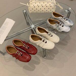 Toe Ballet Style Shoes Double Strap Buckle Low Cut Flat Casual