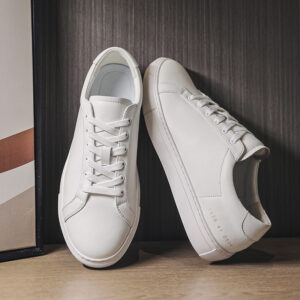 Breathable Cowhide Flat-soled Trendy Versatile White Sneakers