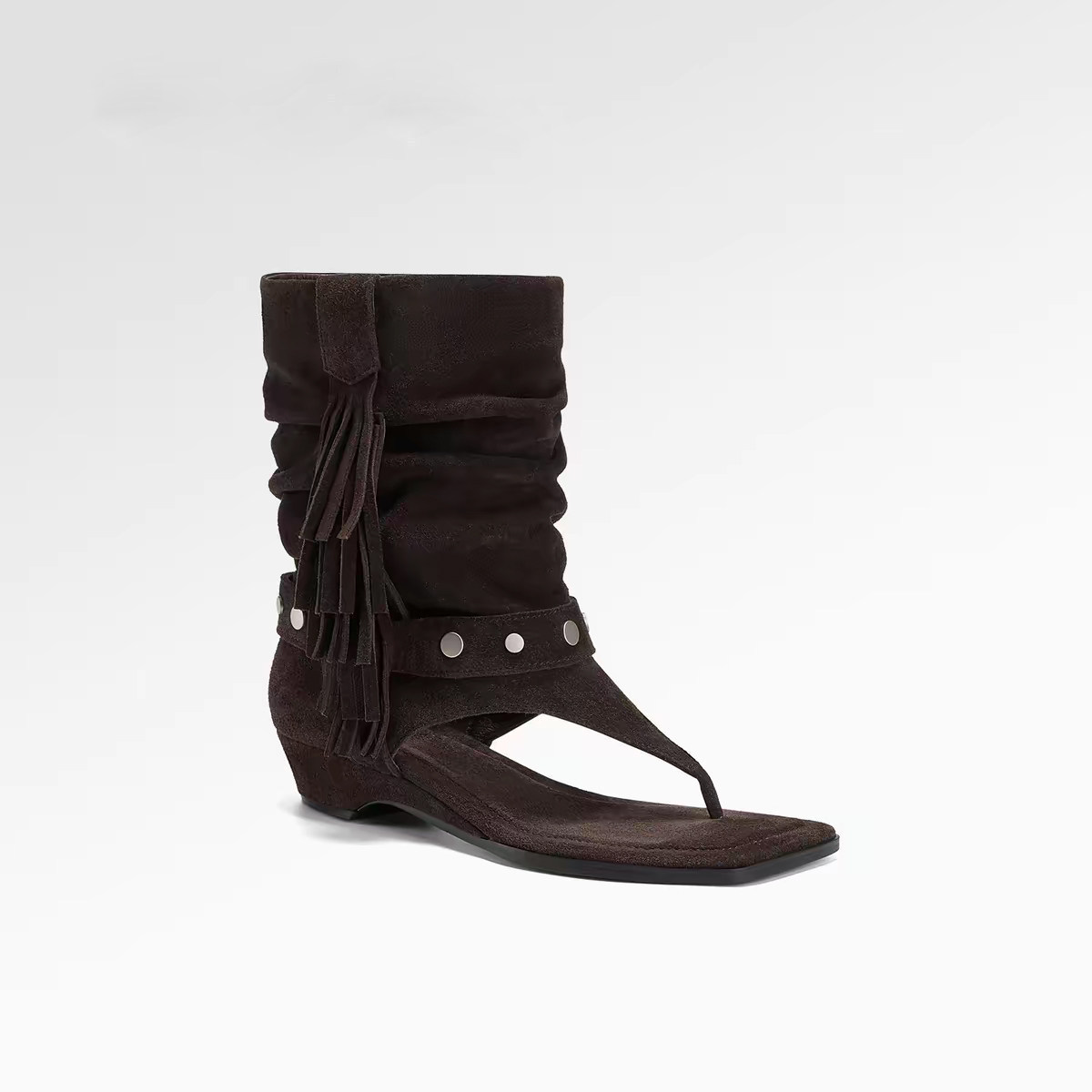 Tassel Retro Square-Toe Roman Sandals Women 5 Tassel Retro Square-Toe Roman Sandals Women - Image 5