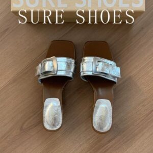 4cm Heel Open Toe One Strap Slide Sandals