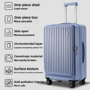 Front Opening Expandable Carry On Luggage, Alloy Material, TSA Lock, USB Charging Port, Foldable Cup Holder