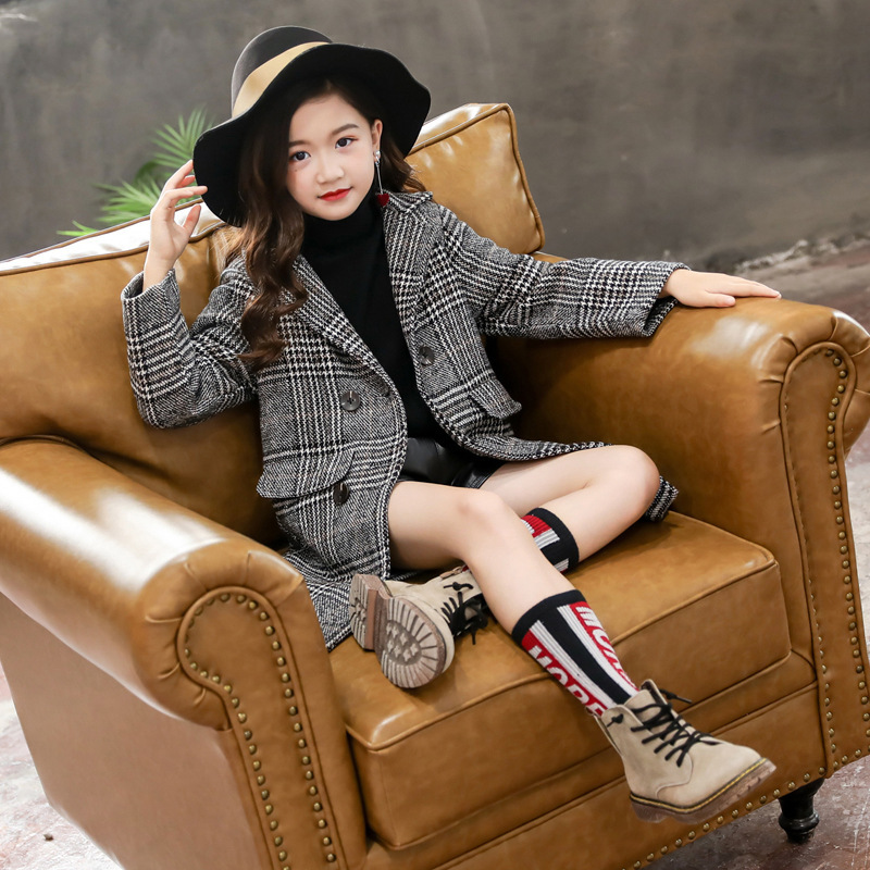 Gray Plaid Coat for Girls 5 Gray Plaid Coat for Girls - Image 5