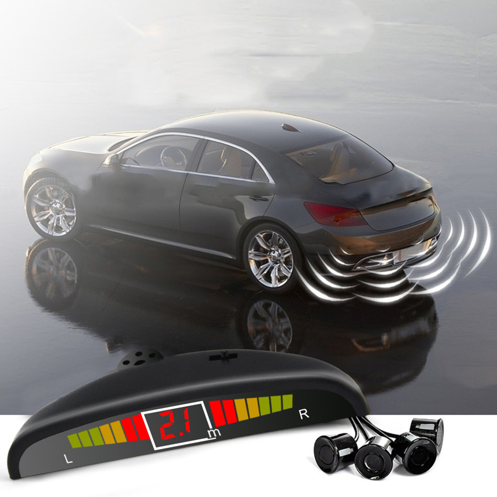 Car LED Crescent Buzzer Parking Sensor 4 Probes 1 Car LED Crescent Buzzer Parking Sensor 4 Probes