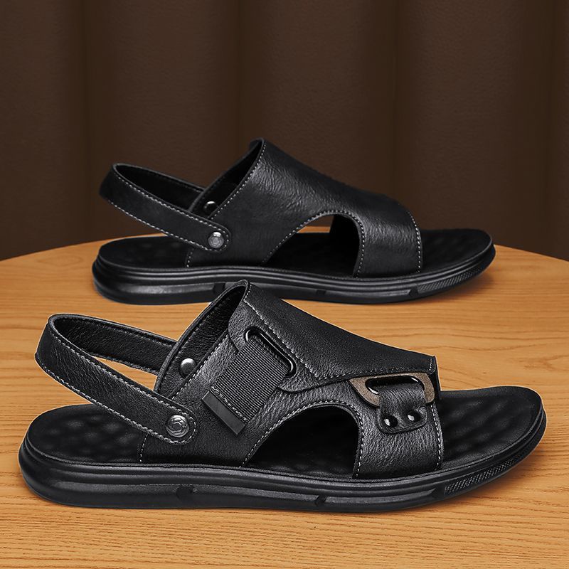 Mens Leather Thick-Soled Non-Slip Beach Casual Soft-Soled Sandals 3 Mens Leather Thick-Soled Non-Slip Beach Casual Soft-Soled Sandals - Image 3