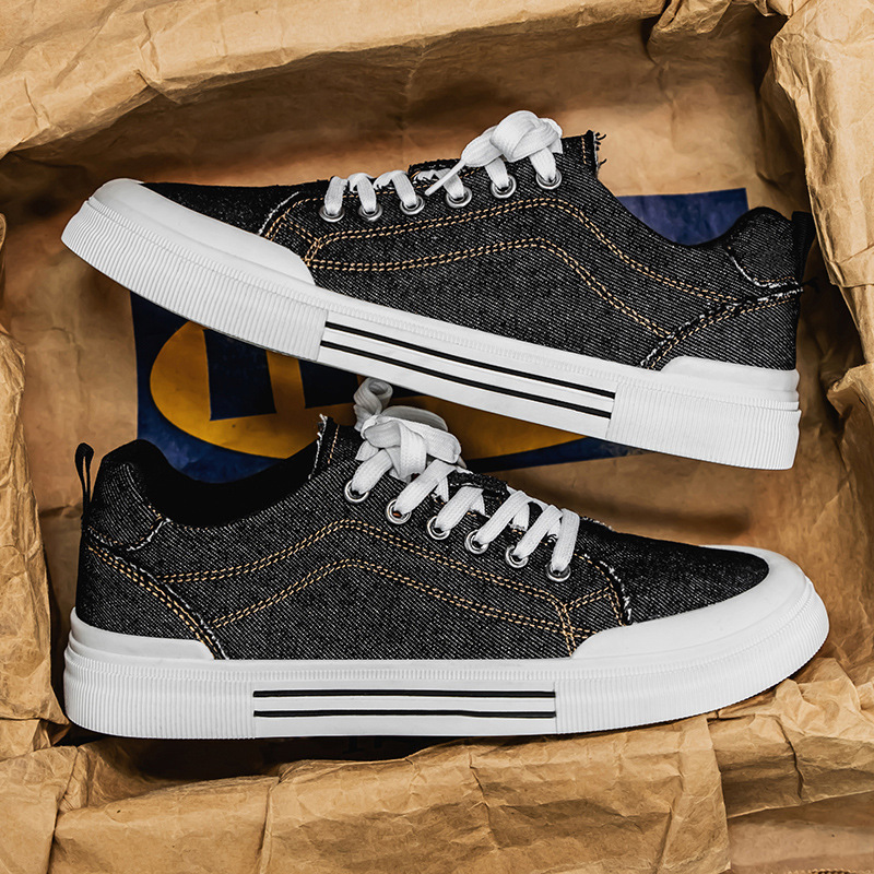 Men's Low-top Casual Denim Sneakers 5 Men's Low-top Casual Denim Sneakers - Image 5