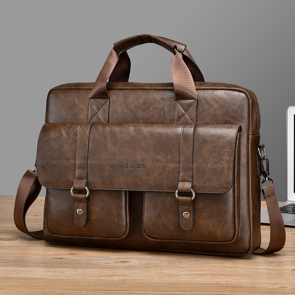 Men's Business Large-Capacity Shoulder Crossbody Simple Briefcase 8 Men's Business Large-Capacity Shoulder Crossbody Simple Briefcase - Image 8