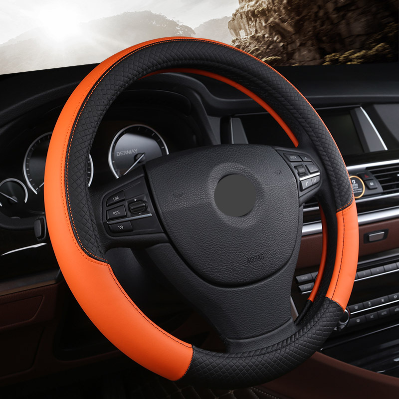 Universal Leather Car Steering Wheel Cover 6 Universal Leather Car Steering Wheel Cover - Image 6