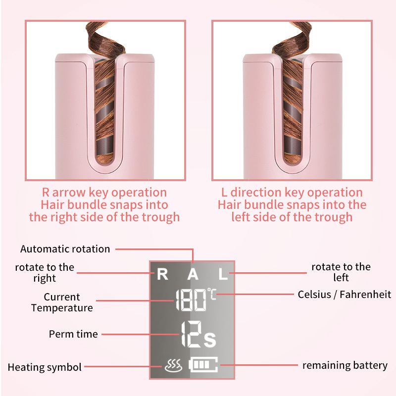 Wireless Automatic Curler USB LCD Screen Ceramic Heating Anti-perm Curler 10 Wireless Automatic Curler USB LCD Screen Ceramic Heating Anti-perm Curler - Image 10