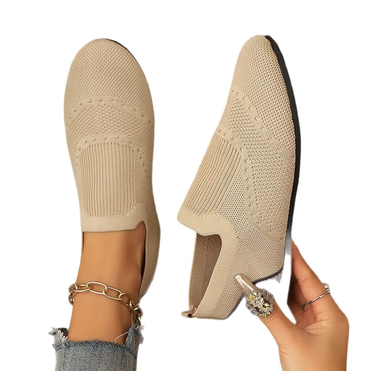 Fly knit Shoes Flat-Soled Breathable Casual 2 Fly knit Shoes Flat-Soled Breathable Casual - Image 2
