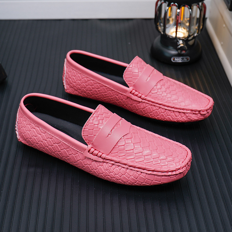 Men's Woven-pattern Leather Shoes Slip-on Loafers 6 Men's Woven-pattern Leather Shoes Slip-on Loafers - Image 6