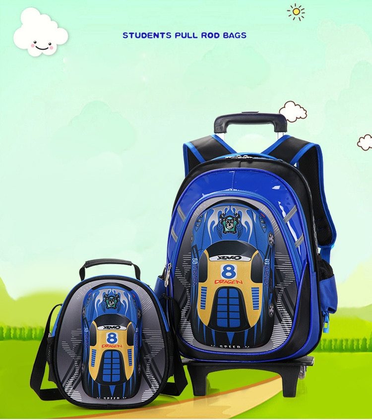 Boy Detachable Trolley Schoolbag to Reduces The Burden 1 Boy Detachable Trolley Schoolbag to Reduces The Burden
