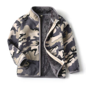 Thick Fur Printed Coat Kids Zipper