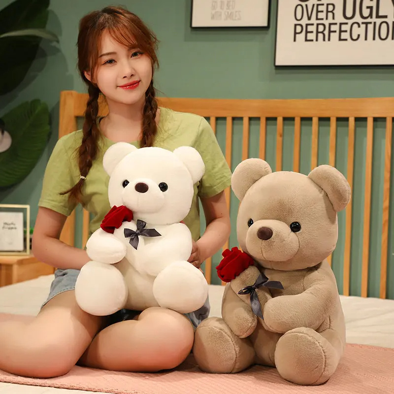Teddy Bear Hugging Roses Plush Stuffed Soft Animal 23-45cm 5 Teddy Bear Hugging Roses Plush Stuffed Soft Animal 23-45cm - Image 5