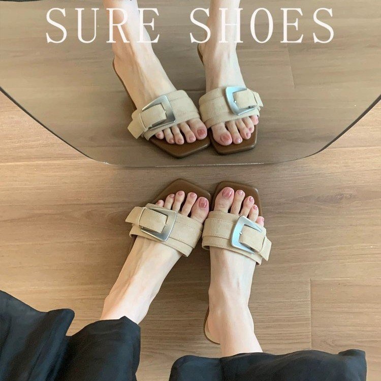 4cm Heel Open Toe One Strap Slide Sandals 4 4cm Heel Open Toe One Strap Slide Sandals - Image 4