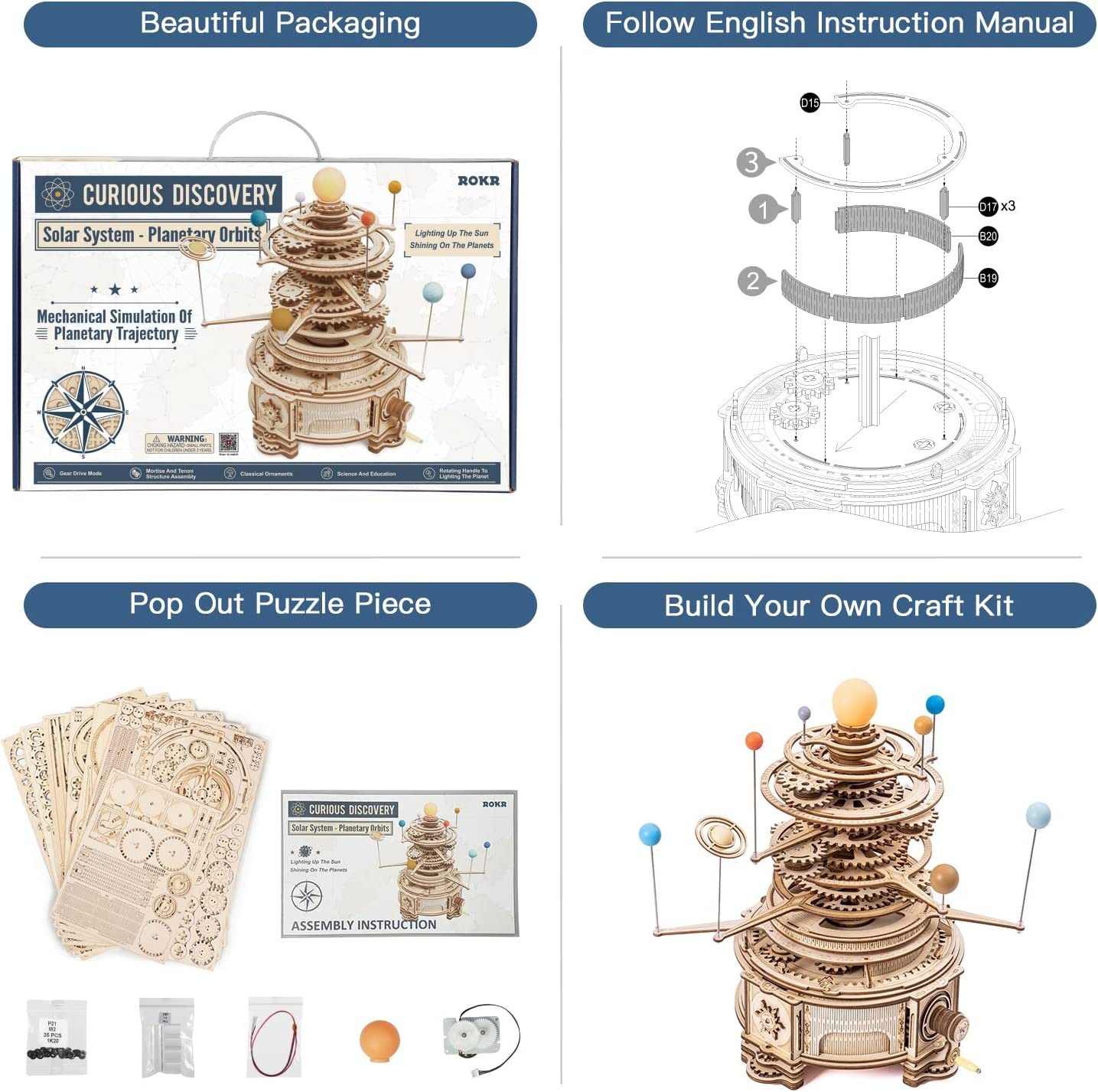 Rotatable Mechanical Orrery 3D Wooden Puzzle Games 2 Rotatable Mechanical Orrery 3D Wooden Puzzle Games - Image 2