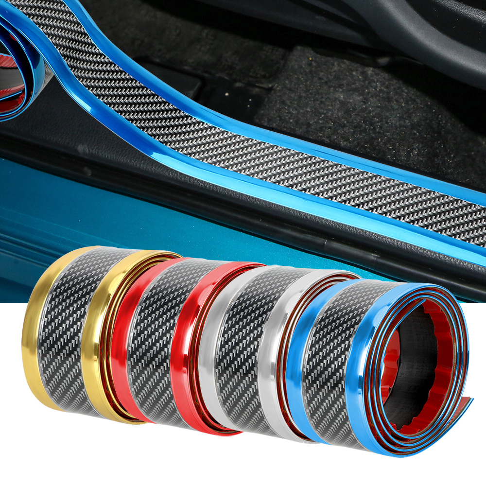Car Carbon Fiber Pattern Door Protective Sticker 1 Car Carbon Fiber Pattern Door Protective Sticker