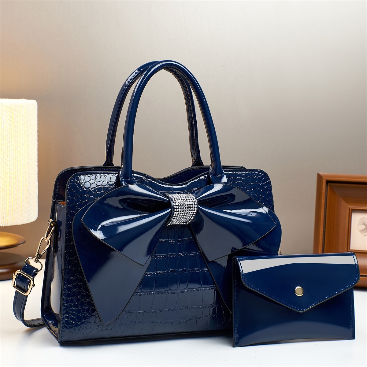 Crocodile-Print Bow Bucket Bag Patent Leather 7 Crocodile-Print Bow Bucket Bag Patent Leather - Image 7