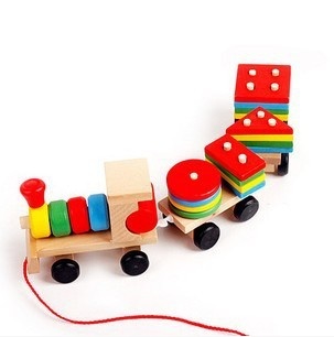 Wooden Train Three-section Tractor Toy 5 Wooden Train Three-section Tractor Toy - Image 5