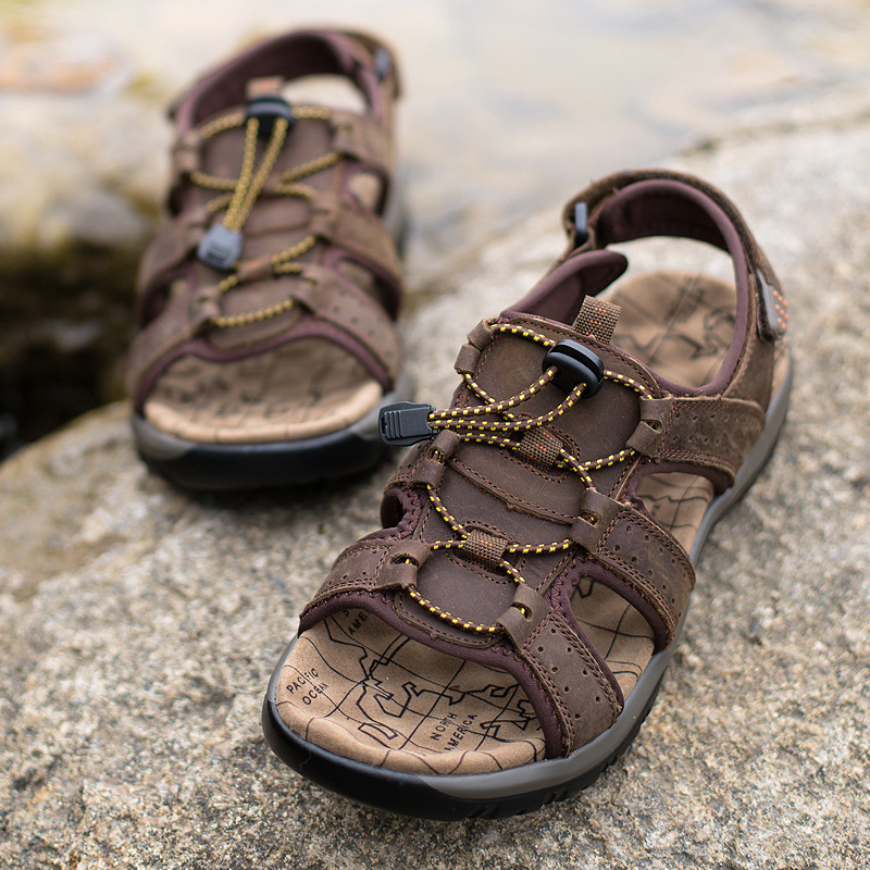 Sandals For Men Open-toe Solid-color Casual Shoes 2 Sandals For Men Open-toe Solid-color Casual Shoes - Image 2