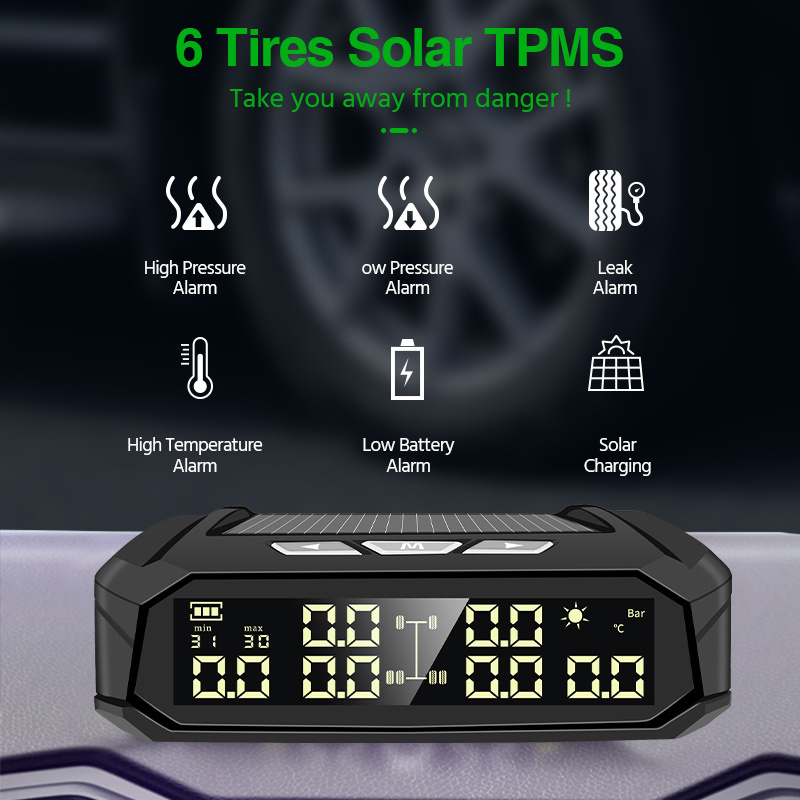 Solar External Tire Pressure Monitor 6 Tire RV Trucks 1 Solar External Tire Pressure Monitor 6 Tire RV Trucks