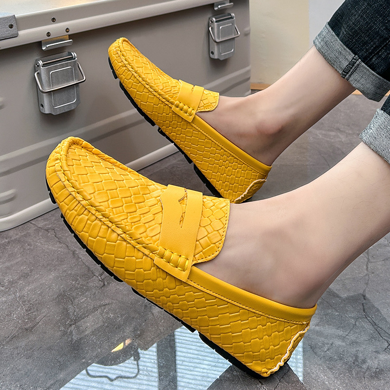 Men's Woven-pattern Leather Shoes Slip-on Loafers 10 Men's Woven-pattern Leather Shoes Slip-on Loafers - Image 10