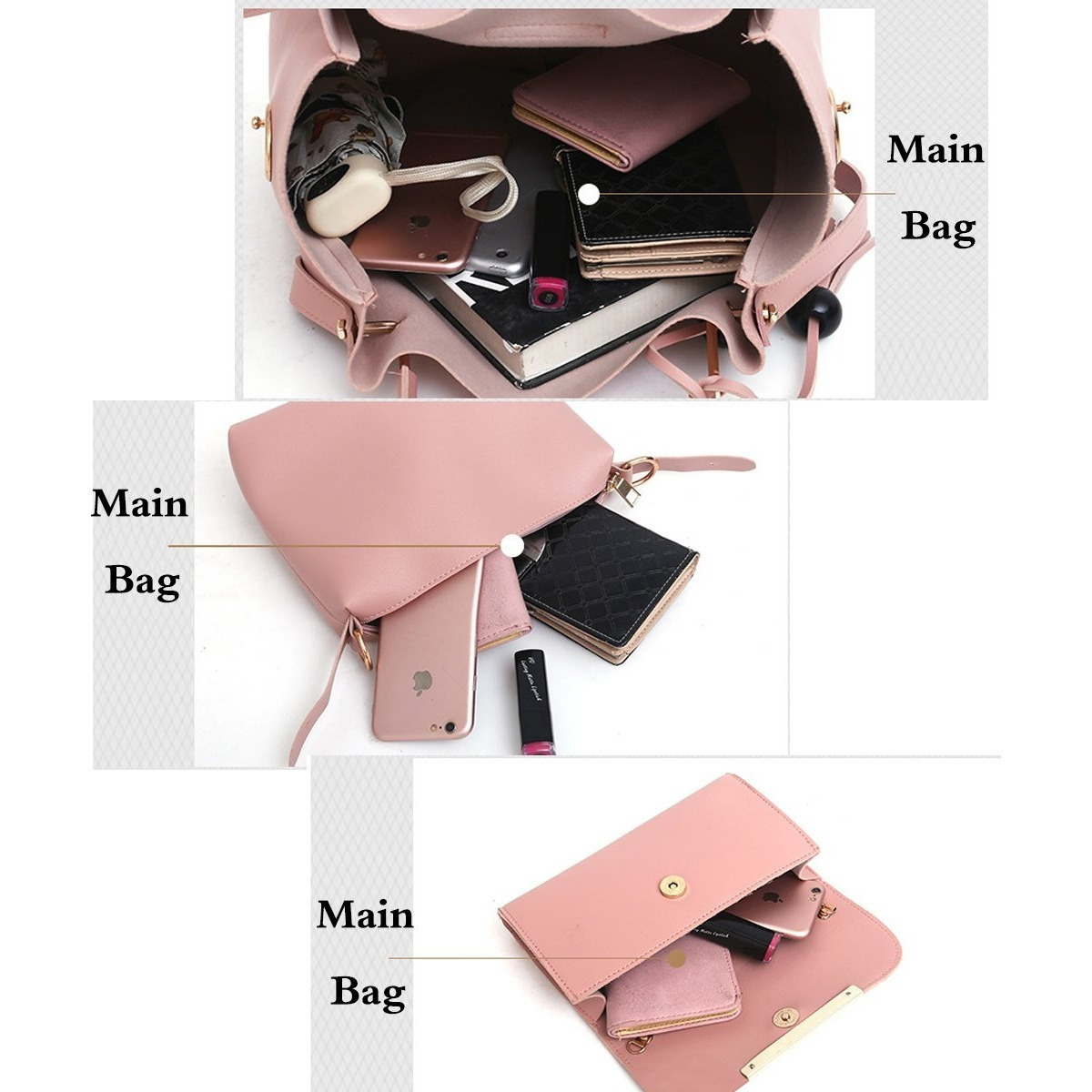 Women's Purse And Handbag 3Pcs Bag Set 8 Women's Purse And Handbag 3Pcs Bag Set - Image 8