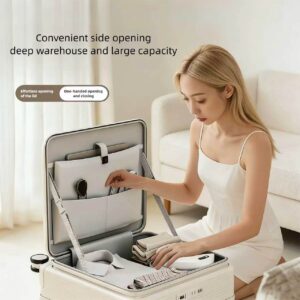 20 Inch Side Opening Small Luggage Compartment With Cup Holder, USB Port, Password, Customizable Pattern