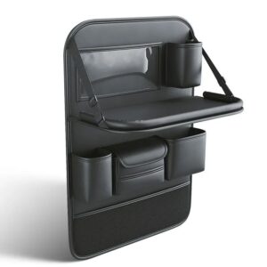 Leather Car Back Seat Storage Organizer With Foldable Table Tray