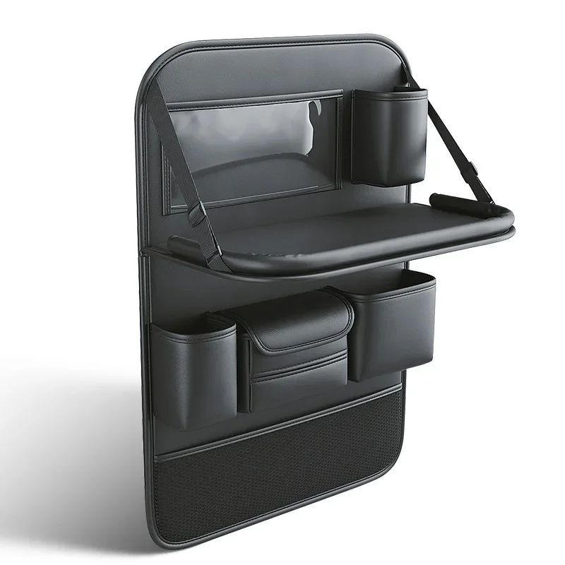 Leather Car Back Seat Storage Organizer With Foldable Table Tray 1 Leather Car Back Seat Storage Organizer With Foldable Table Tray