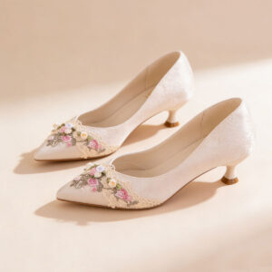 Jacquard Pointed Kitten Heels And Women's Shoes