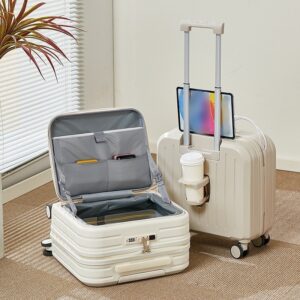 Front Opening Luggage Compartment With Front Open Tray And 20 Inch Cabin, Expandable Folding Cup Holder, Hidden Phone Holder, Dual USB Charger