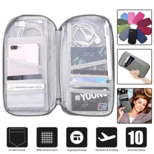 Travel Passport Wallet Water Repellent Documents Phone Organizer