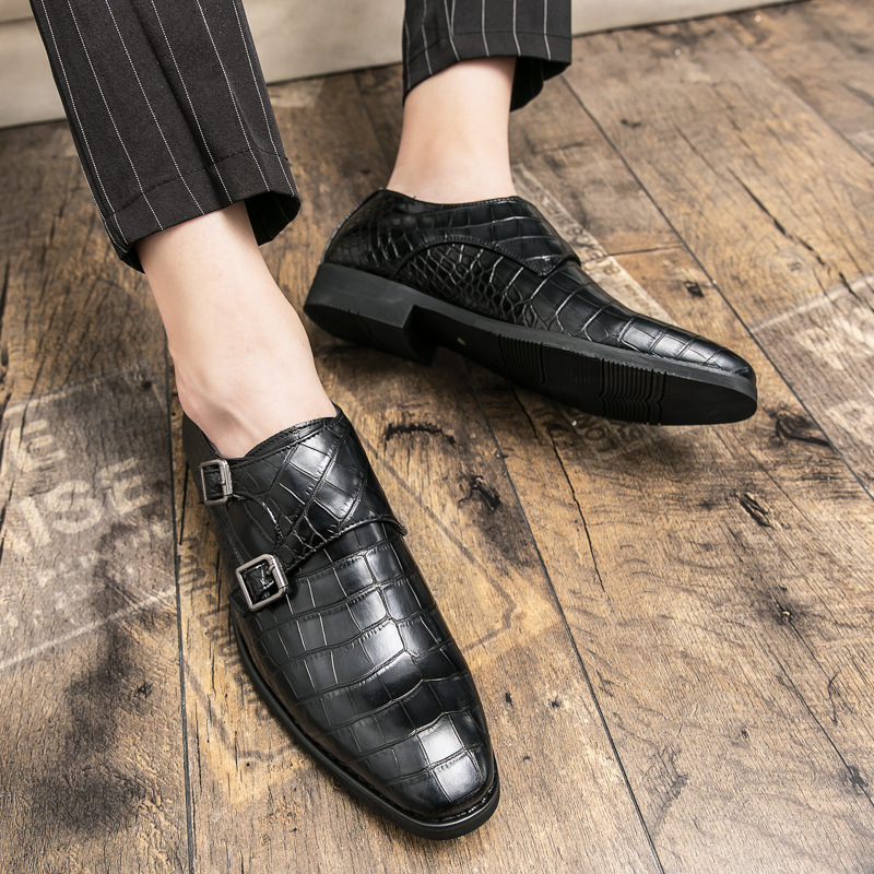 Men's Leather Shoes With Square Toe and Embossed Pattern 7 Men's Leather Shoes With Square Toe and Embossed Pattern - Image 7