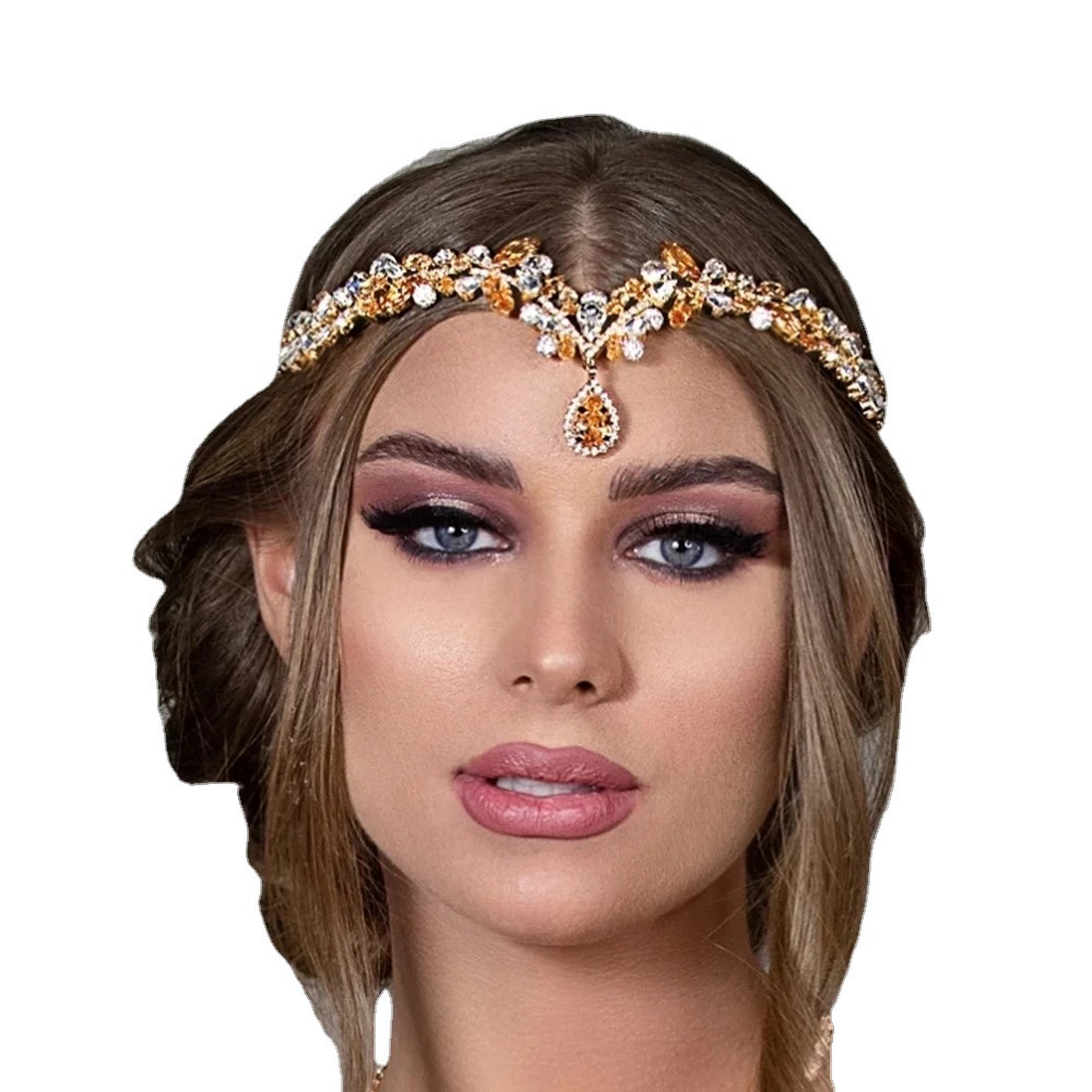 Head Chain Bridal Zircon Headband 6 Head Chain Bridal Zircon Headband - Image 6