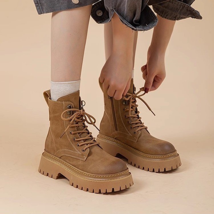 Women's Retro Height-Enhancing Mid-Calf Martin Boots 1 Women's Retro Height-Enhancing Mid-Calf Martin Boots