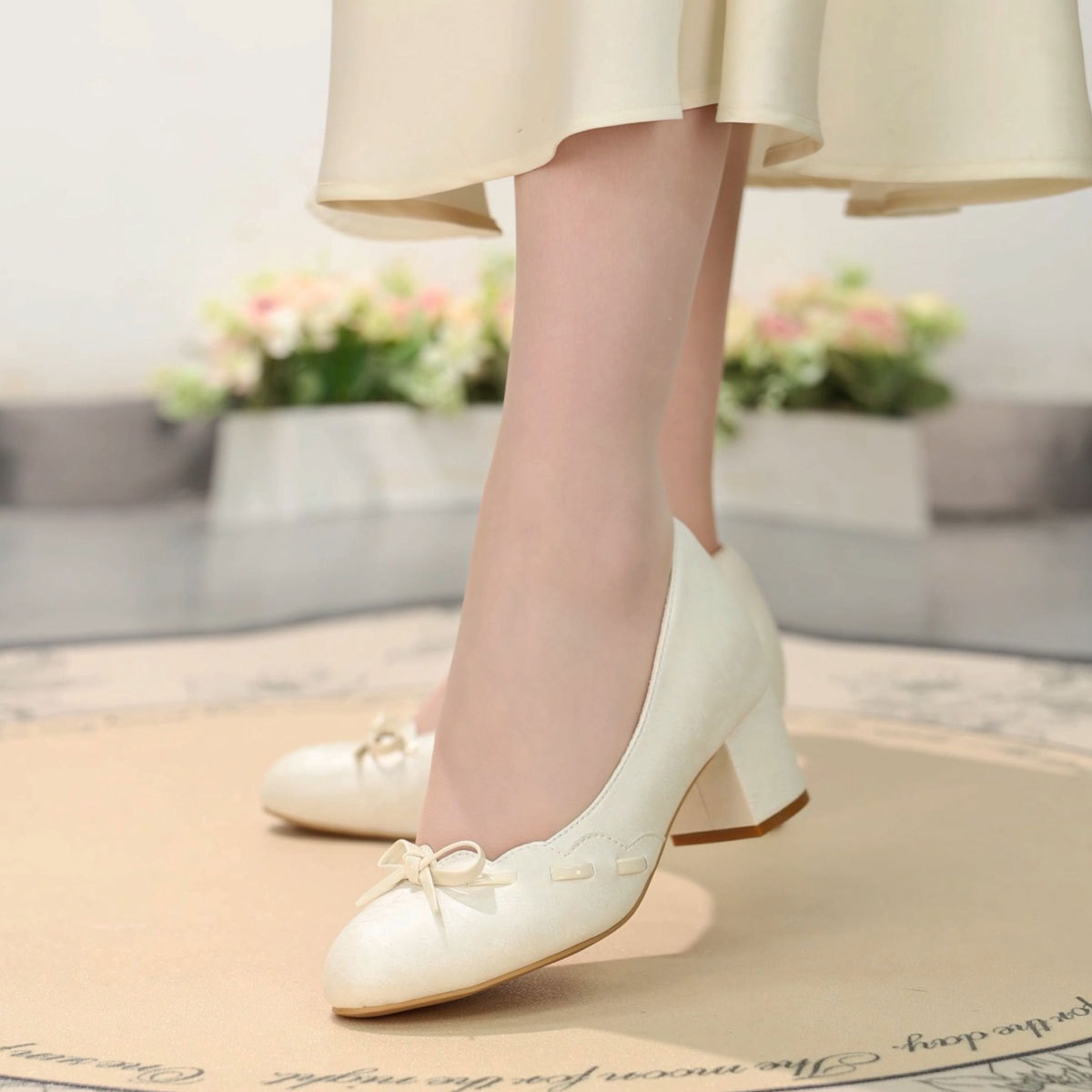Bow Block Heel Pumps, Slip-On Shoes 4 Bow Block Heel Pumps, Slip-On Shoes - Image 4