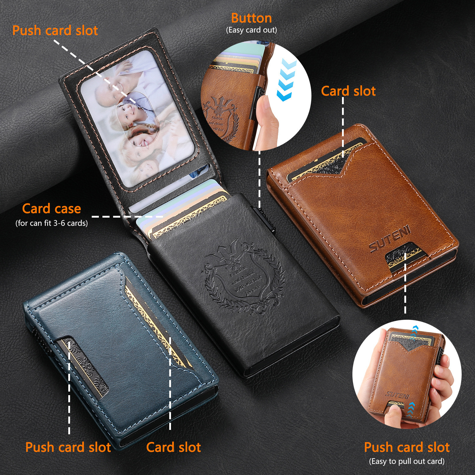 Oil-wax Grain Glossy Full-wrap Leather Card Holder 2 Oil-wax Grain Glossy Full-wrap Leather Card Holder - Image 2