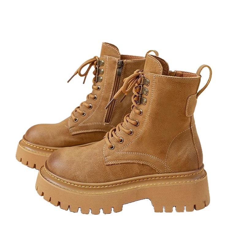 Women's Retro Height-Enhancing Mid-Calf Martin Boots 7 Women's Retro Height-Enhancing Mid-Calf Martin Boots - Image 7