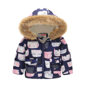 Printed Hooded Warm Cotton Jacket