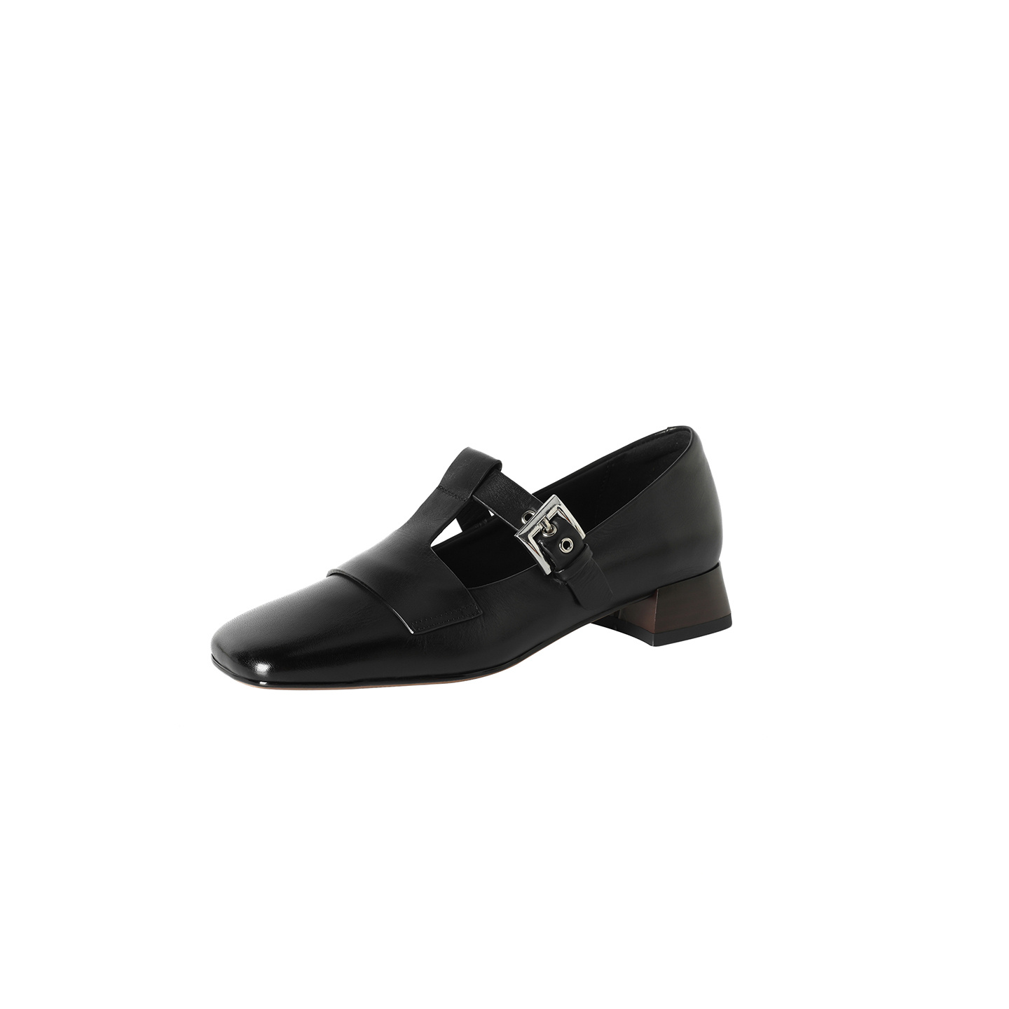 Leather Mary Jane Shoes T-Strap Buckle Low Block Heel Pumps 8 Leather Mary Jane Shoes T-Strap Buckle Low Block Heel Pumps - Image 8