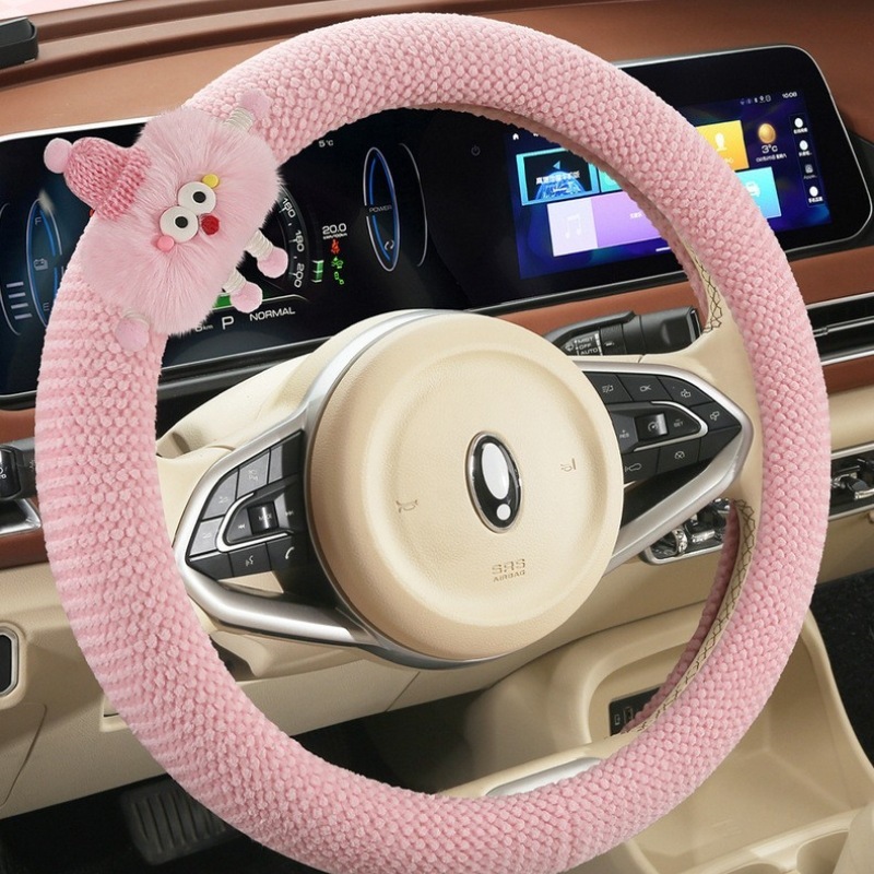 Cartoon Car Steering Wheel Cover Warm Plush Grip Cover 1 Cartoon Car Steering Wheel Cover Warm Plush Grip Cover