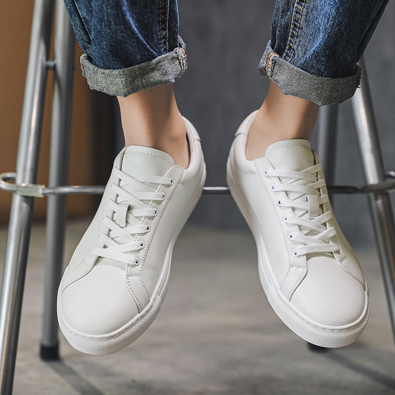 Breathable Cowhide Flat-soled Trendy Versatile White Sneakers 4 Breathable Cowhide Flat-soled Trendy Versatile White Sneakers - Image 4