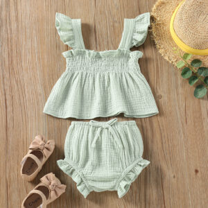 Girls' Solid Color Sling Top Suit