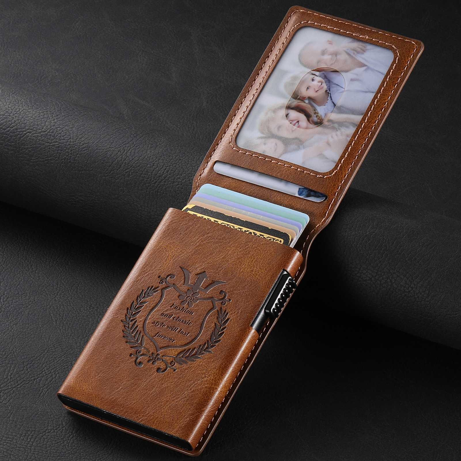 Oil-wax Grain Glossy Full-wrap Leather Card Holder 8 Oil-wax Grain Glossy Full-wrap Leather Card Holder - Image 8