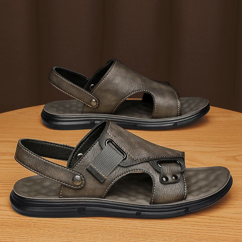 Mens Leather Thick-Soled Non-Slip Beach Casual Soft-Soled Sandals 5 Mens Leather Thick-Soled Non-Slip Beach Casual Soft-Soled Sandals - Image 5