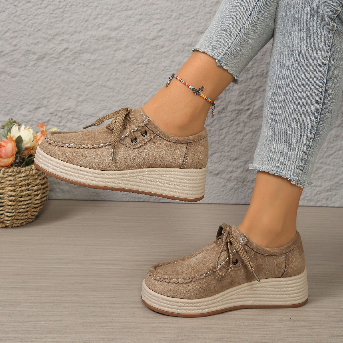 Chunky-soled Pumps With Front Laces Casual Chunky-soled Shoes 6 Chunky-soled Pumps With Front Laces Casual Chunky-soled Shoes - Image 6