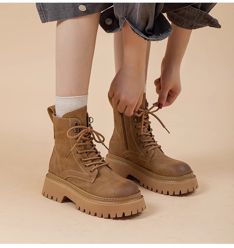 Women's Retro Height-Enhancing Mid-Calf Martin Boots 4 Women's Retro Height-Enhancing Mid-Calf Martin Boots - Image 4