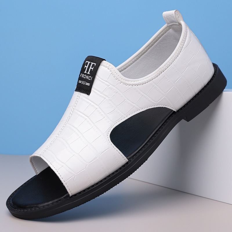 Men's Fashion Embossed Open-Toe Sandals 4 Men's Fashion Embossed Open-Toe Sandals - Image 4
