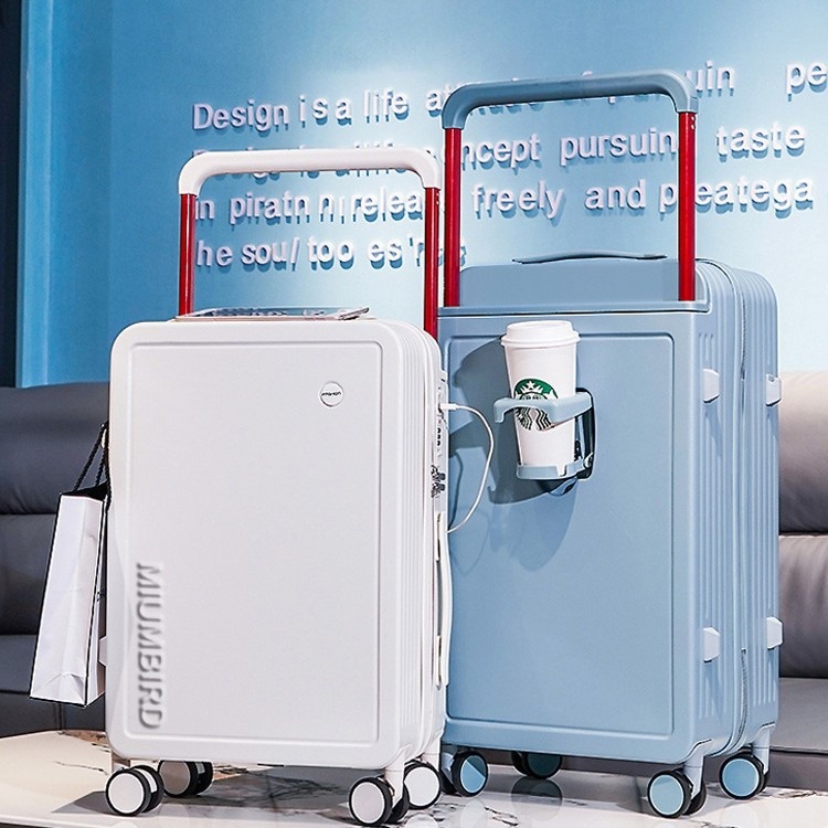 Wide Pull Rod Design Luggage Compartment, Large Capacity Luggage With Foldable Cup Holder And USB Interface 1 Wide Pull Rod Design Luggage Compartment, Large Capacity Luggage With Foldable Cup Holder And USB Interface